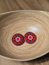 Load image into Gallery viewer, Red Medallion Beaded Earrings
