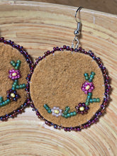 Load image into Gallery viewer, Beaded Floral Moosehide Earrings
