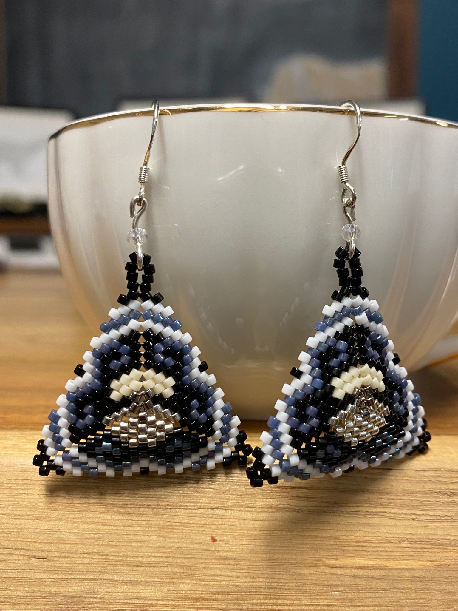 Silver Ulu Beaded Earrings Qiviut Inc
