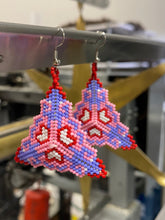 Load image into Gallery viewer, Beaded Pink Triangle Earrings
