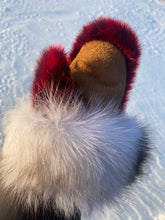 Load image into Gallery viewer, Red Sealskin Mitts with fox trim
