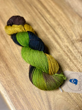 Load image into Gallery viewer, Hand-Painted Qiviut Sock Yarn: You Can’t See Me in the Forest (3.5oz)
