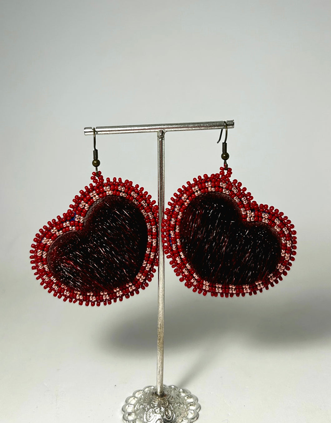 Red Heart Sealskin Earrings