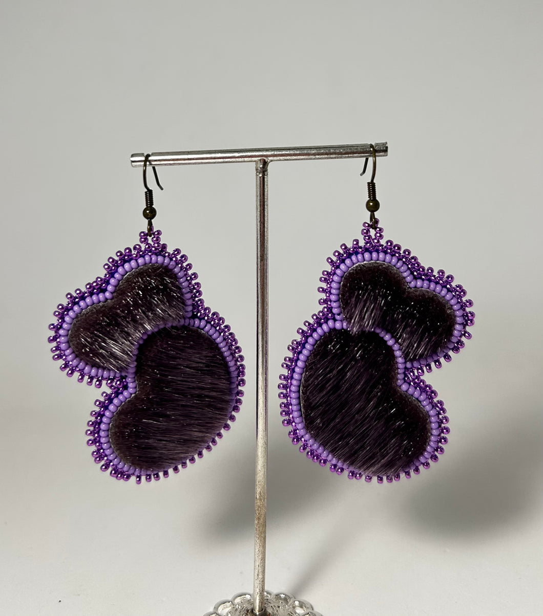 Purple Heart Sealskin Earrings