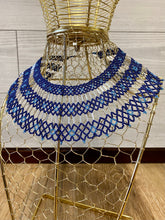 Load image into Gallery viewer, Three-Tiered Beaded Blue Collar Necklace
