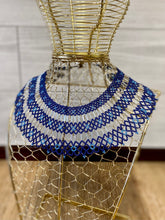 Load image into Gallery viewer, Three-Tiered Beaded Blue Collar Necklace
