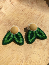 Load image into Gallery viewer, Beaded Floral Leaf Studs
