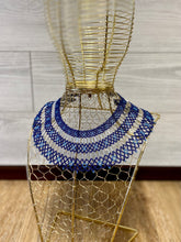 Load image into Gallery viewer, Three-Tiered Beaded Blue Collar Necklace
