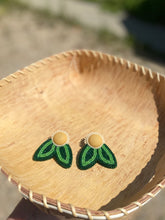 Load image into Gallery viewer, Beaded Floral Leaf Studs

