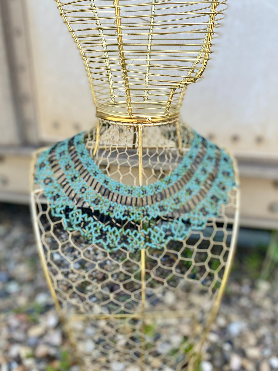 Beaded Sea-Green Collar Necklace