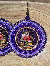 Load image into Gallery viewer, Purple Floral Medallion Earrings
