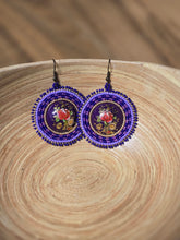 Load image into Gallery viewer, Purple Floral Medallion Earrings
