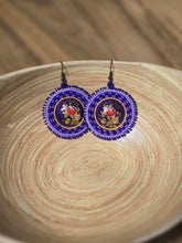 Load image into Gallery viewer, Purple Floral Medallion Earrings
